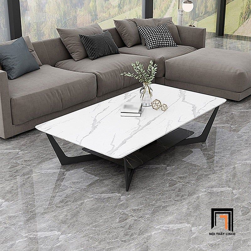 Bàn sofa phòng khách 1m sang trọng BSF28 Mocshin 2 tầng đá