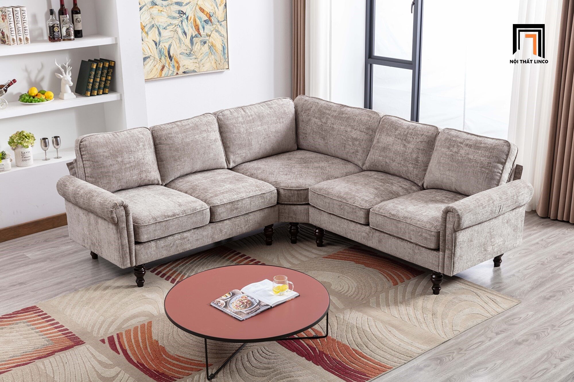 Bộ ghế sofa góc sang trọng 2m2 x 2m2 GT68 Winston vải nỉ