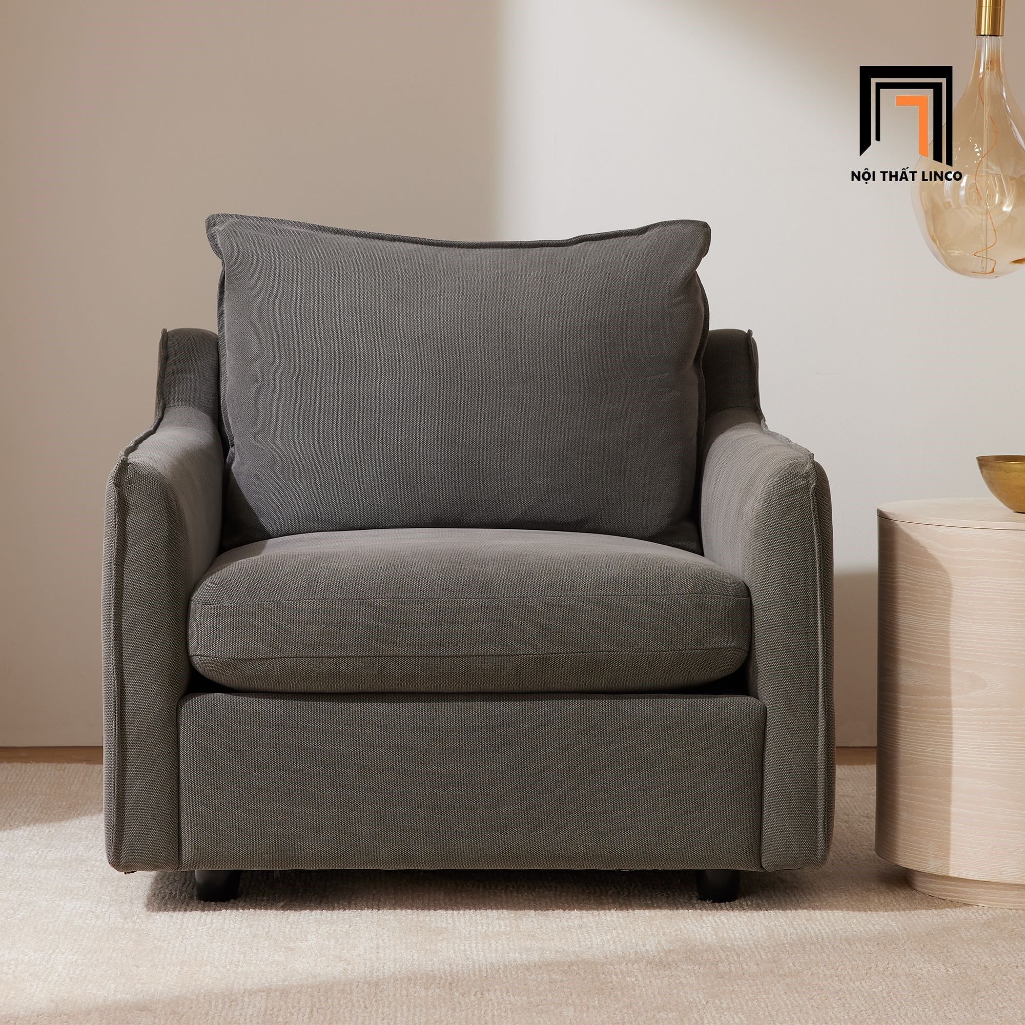 Ghế sofa đơn ngồi thư giãn đọc sách DT24 Easton vải nhung nỉ