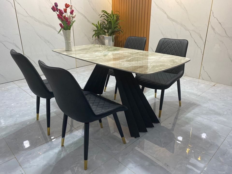Bộ bàn ghế ăn gia đình cao cấp 20-BAD4-G4-B6 4 ghế nệm
