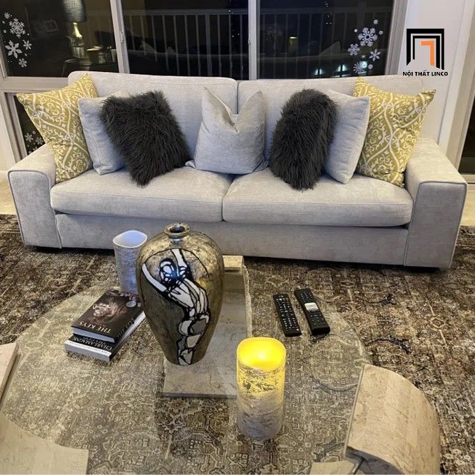 Ghế sofa băng kiểu dáng Âu Mỹ BT238 Glomarie 1m8 xám trắng