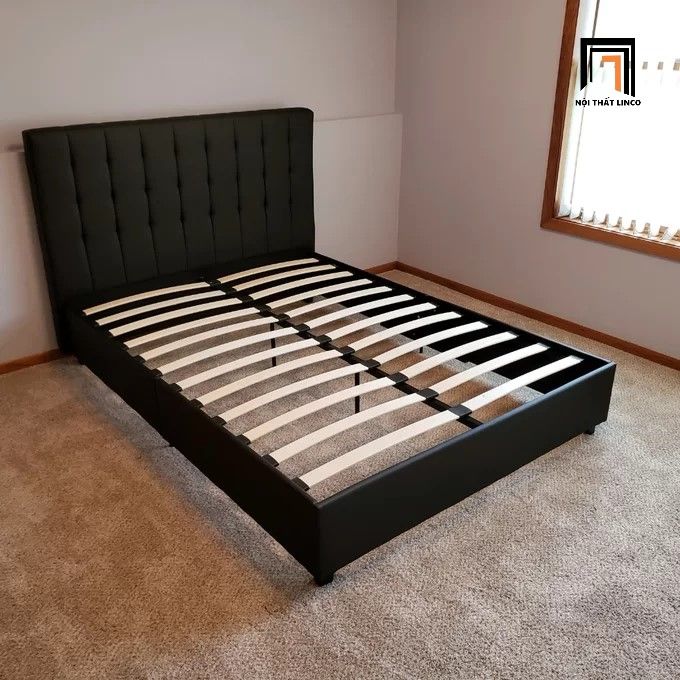 Giường ngủ cao cấp sang trọng GN5 Acquaviva da giả Pu đen