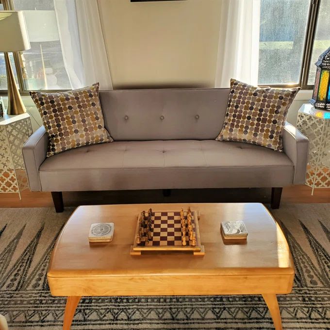 Sofa giường nằm giá rẻ GB71 Morones 2m vải nhung xám trắng