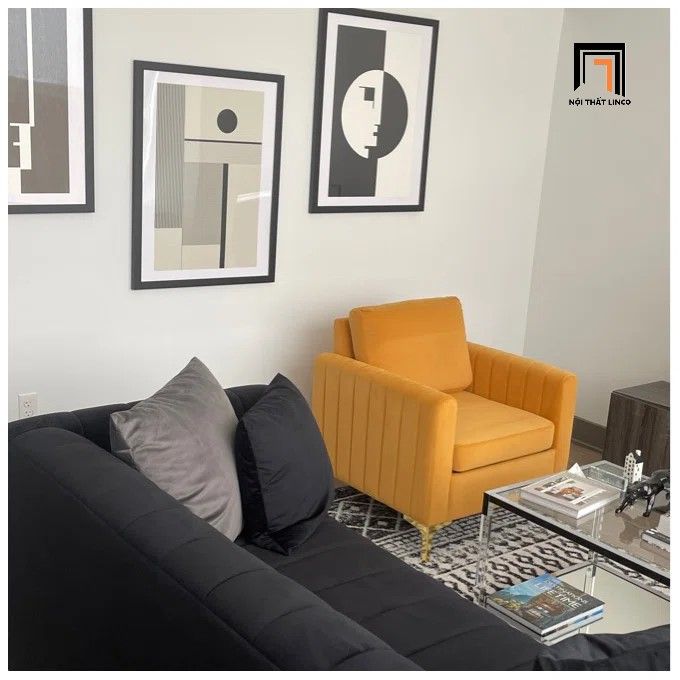 Ghế sofa đơn màu vàng chanh DT103 Cedar trang trí shop tiệm