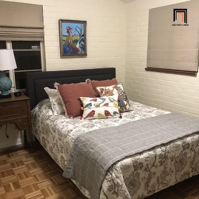 Giường ngủ vải nỉ màu đen 1m6 x 2m GN1 Vannatta cho gia đình