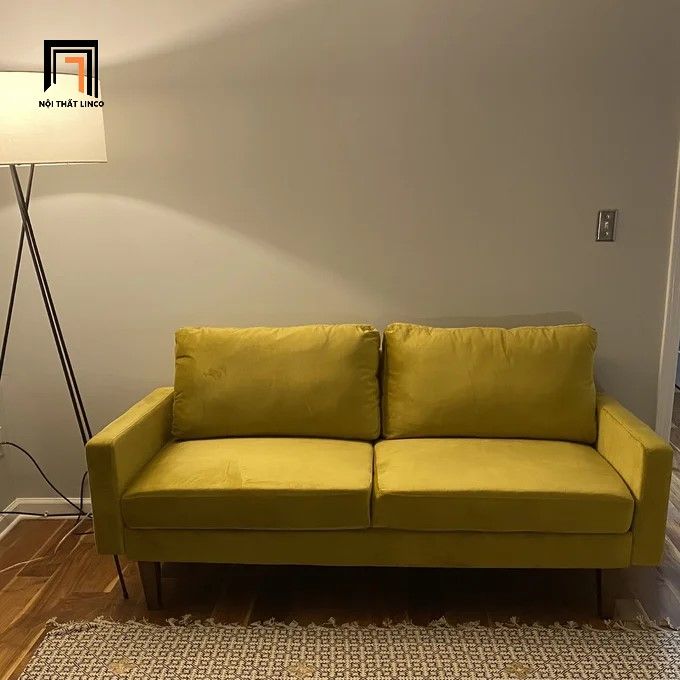 Ghế sofa băng vải nỉ nhung màu đen BT221 Jo dài 1m6 nhỏ gọn