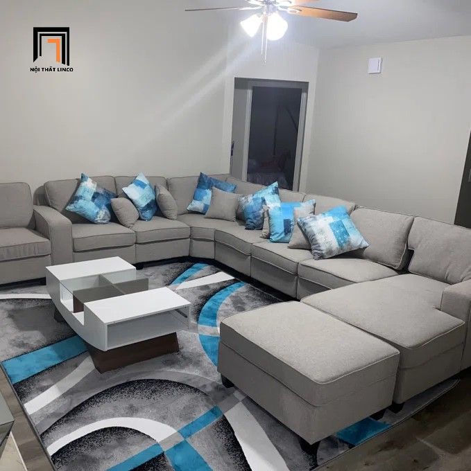 Ghế sofa U phòng khách kiểu dáng hiện đại UT33 Marsala 3m4