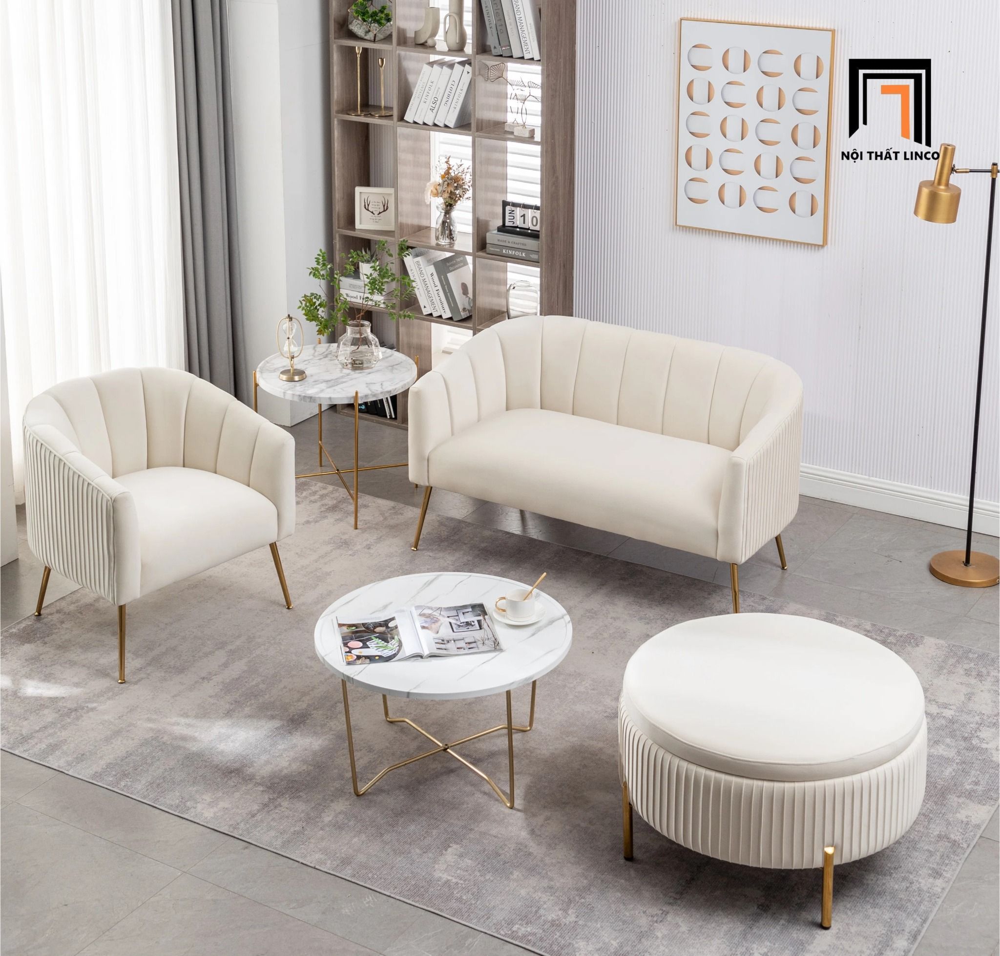 Bộ ghế sofa cong đẹp KT161 Marilana đặt sảnh chờ shop tiệm