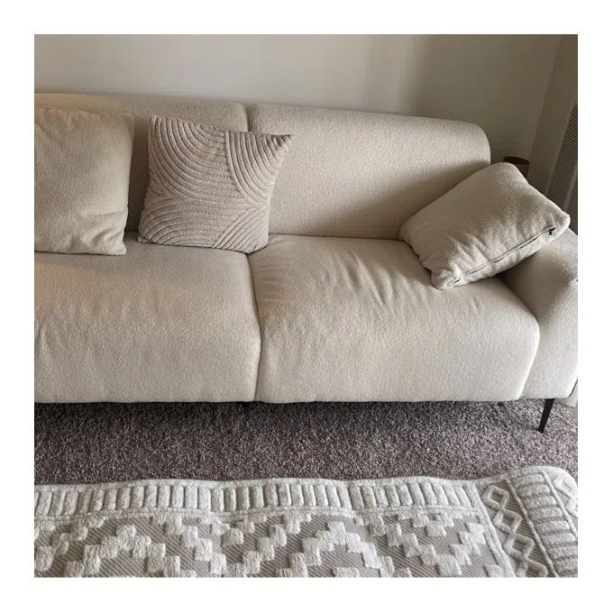 Ghế sofa băng dài 2m vải lông cừu BT164 LiQuin màu trắng kem