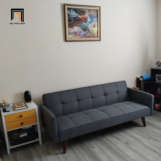 Ghế sofa bed giường nằm màu đen vải bố GB58 Hardin 2m giá rẻ