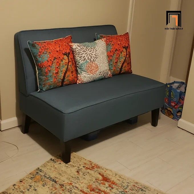 Ghế sofa băng mini màu cam dài 1m BT229 Devair vải bố giá rẻ