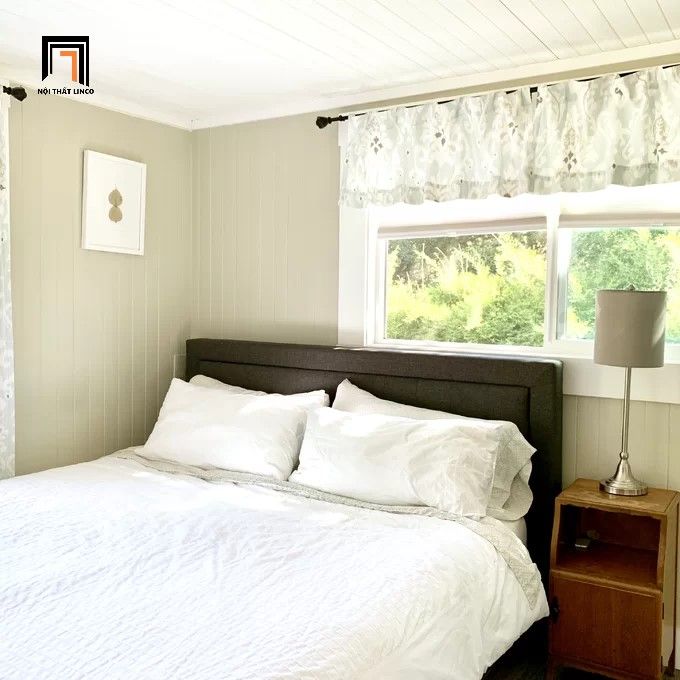 Giường ngủ vải nỉ màu đen 1m6 x 2m GN1 Vannatta cho gia đình
