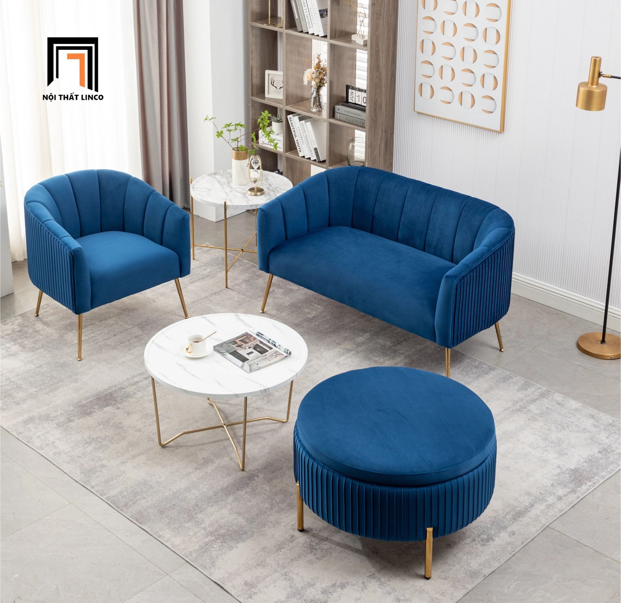 Bộ ghế sofa cong đẹp KT161 Marilana đặt sảnh chờ shop tiệm