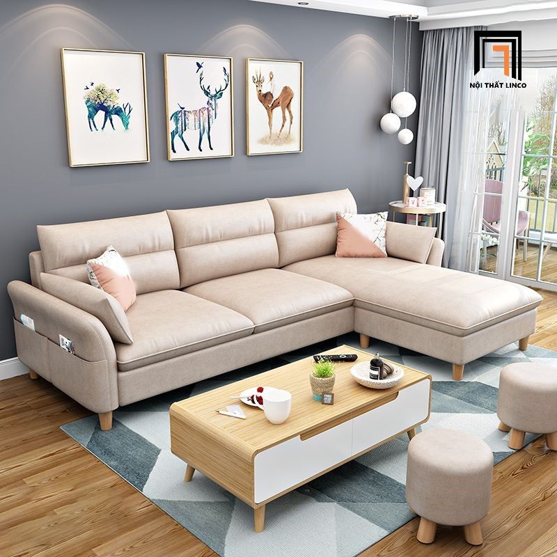 Ghế sofa góc L sang trọng 2m4 x 1m6 GT128 Slope phòng khách gia đình