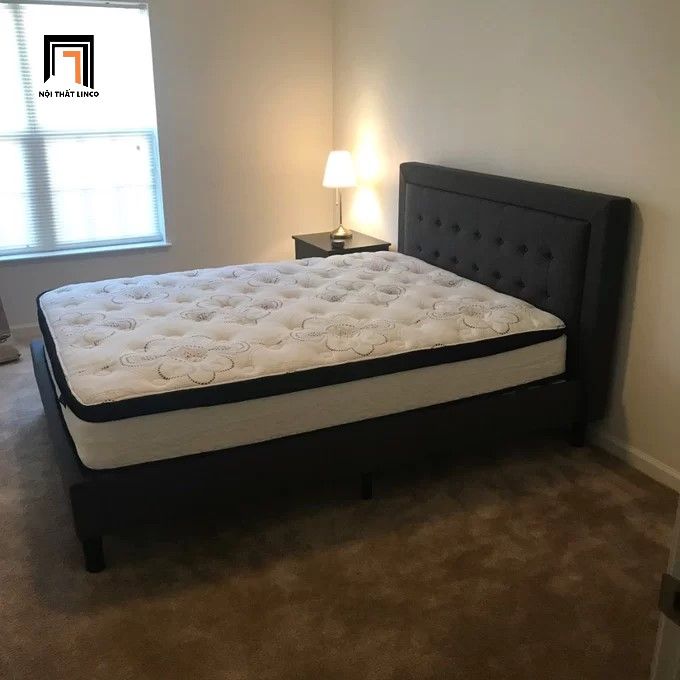 Giường ngủ vải nỉ màu đen 1m6 x 2m GN1 Vannatta cho gia đình