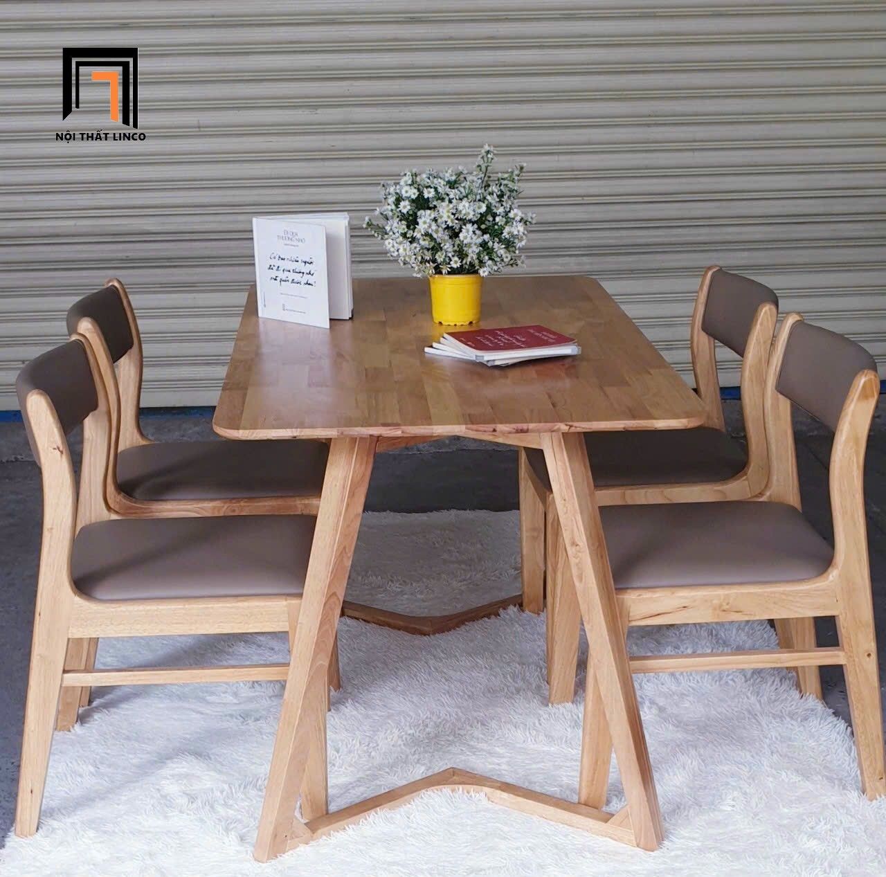 Bộ bàn ăn dài 1m2 4 chỗ ngồi 25-Kh4-G10-B92 cho nhà nhỏ