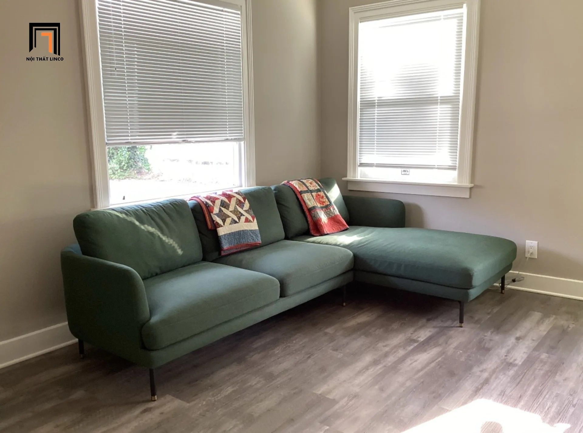 Bộ ghế sofa góc L 2m4 x 1m6 GT130 Pebble chung cư hiện đại