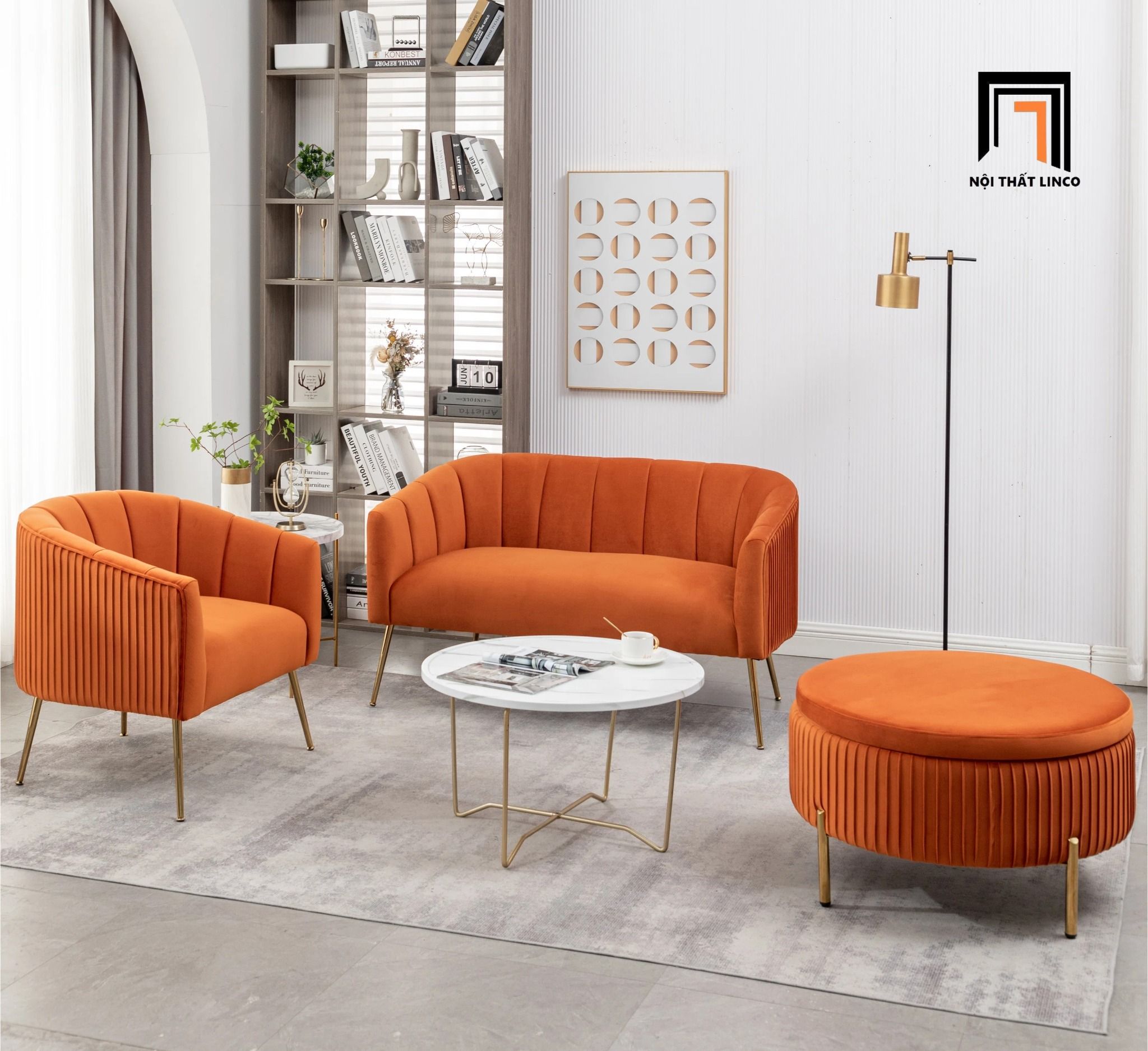 Bộ ghế sofa cong đẹp KT161 Marilana đặt sảnh chờ shop tiệm