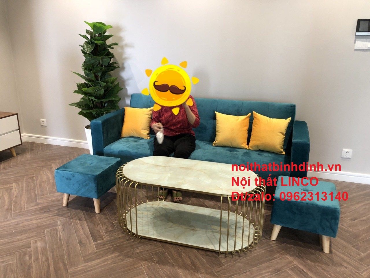 Bộ ghế sofa giường thông minh BTV dài 2m xanh lá vải nhung
