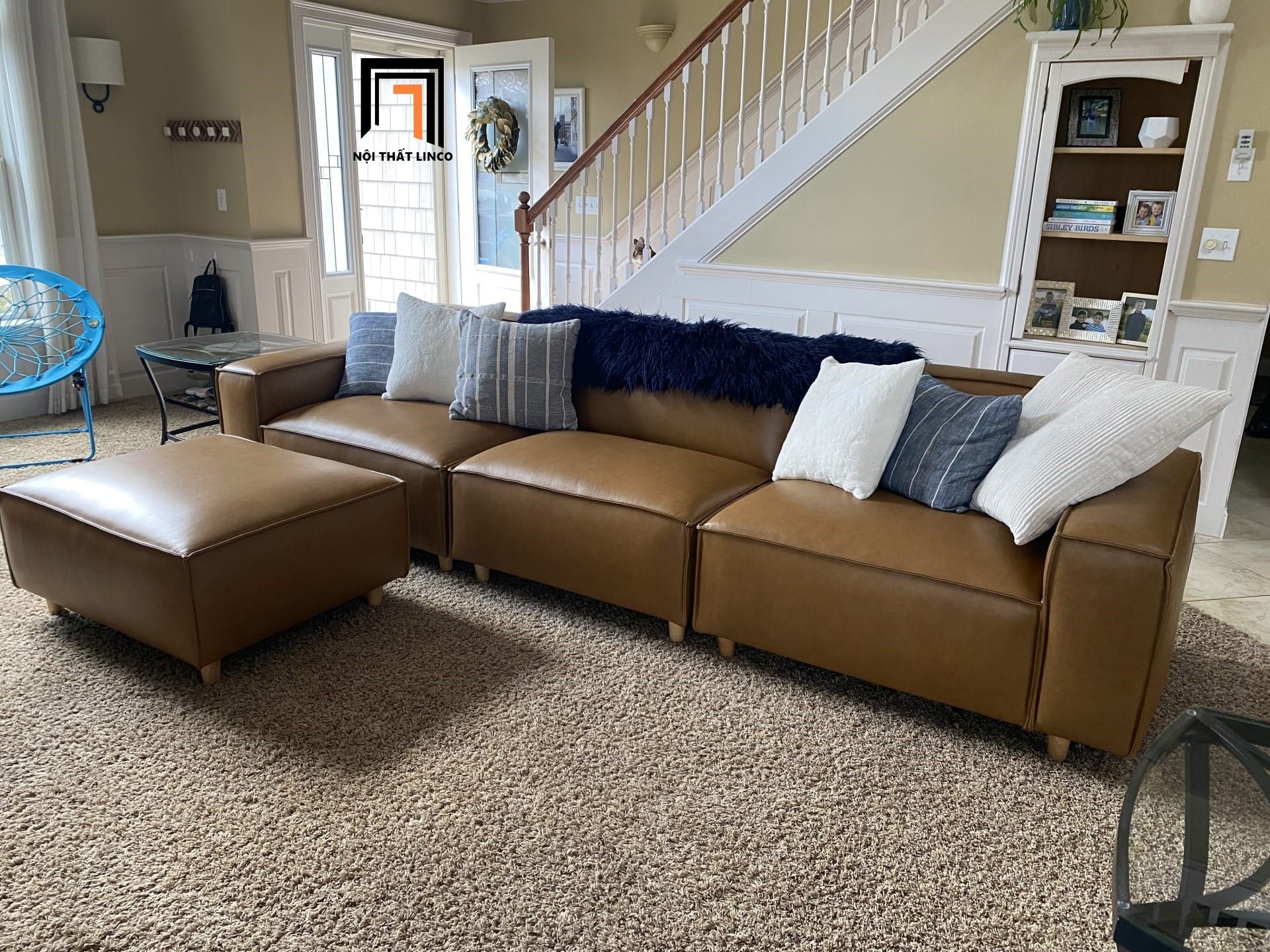 Bộ ghế sofa băng gia đình sang trọng BT245 Otton 2m3 da giả Pu