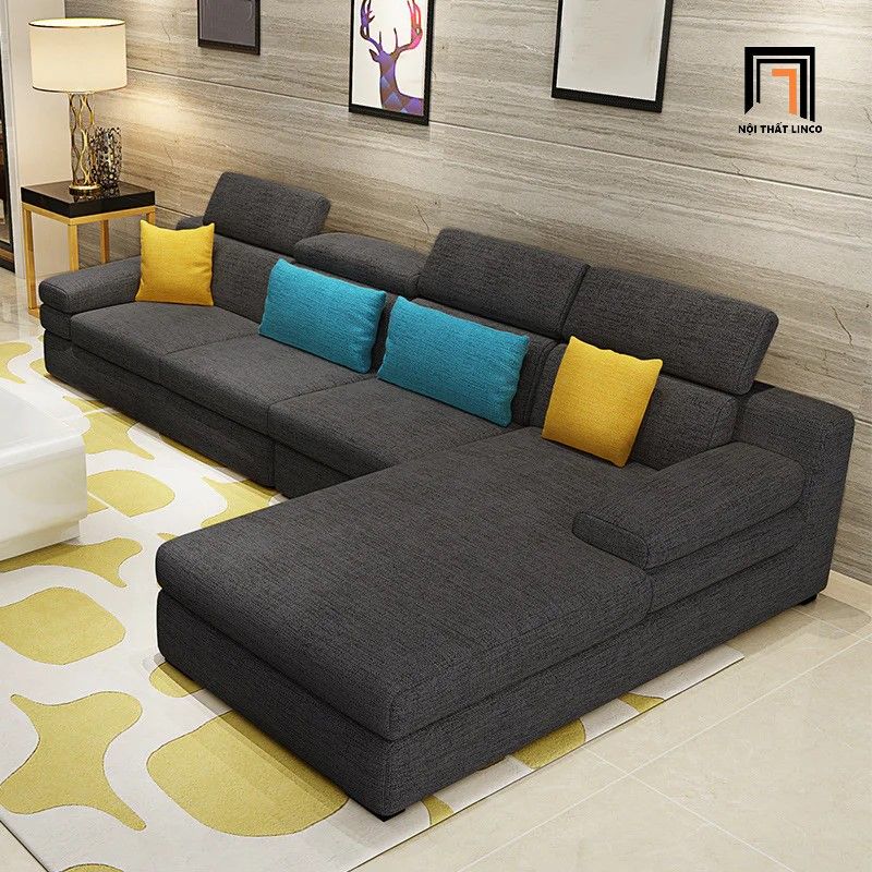 Ghế sofa góc L 3m2 x 1m8 vải nỉ GT108 Garcia cho gia đình lớn