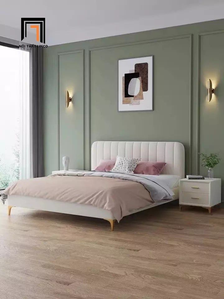 Giường ngủ vải nỉ bố xinh xắn GN11 Curdy phòng ngủ chung cư