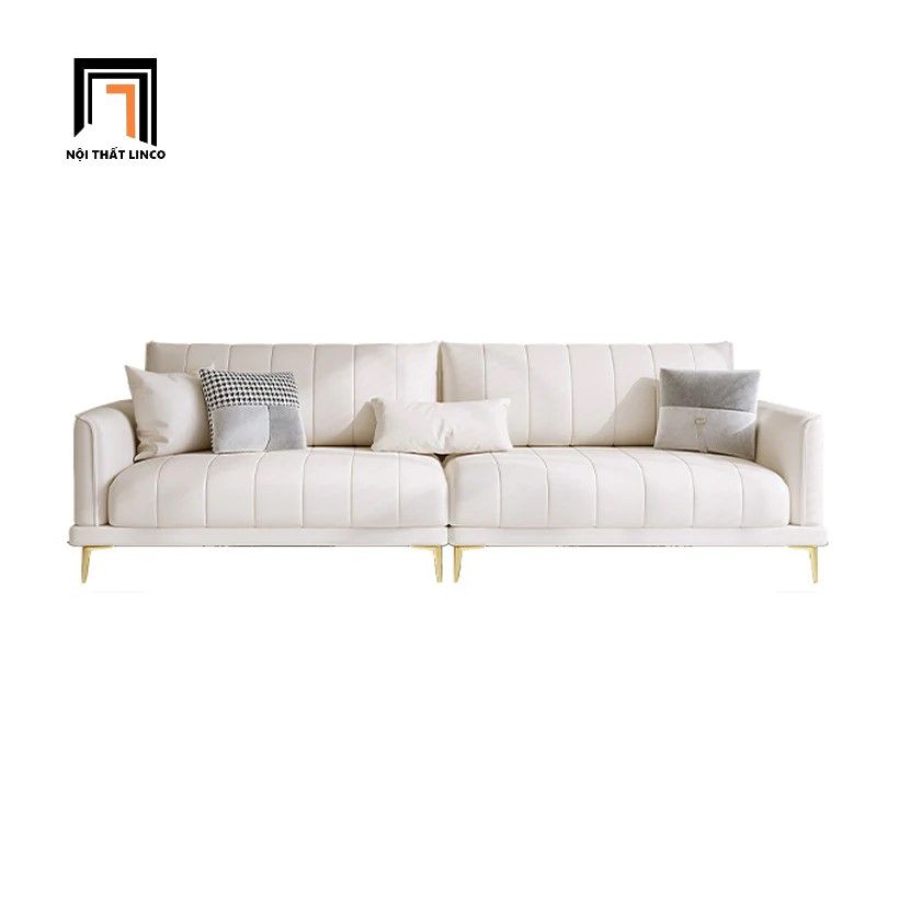 Ghế sofa băng sang trọng BT117 Forli dài 2m4 da giả trắng kem
