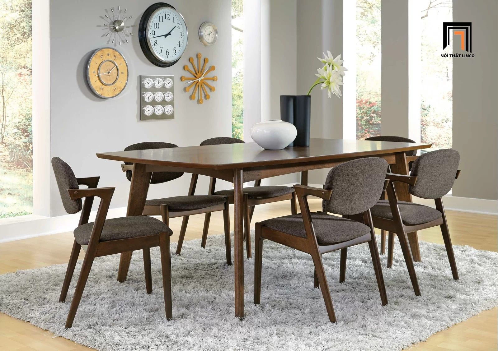 Bộ bàn ghế ăn 6 người cho gia đình 32-KH6-G43-B108 giá rẻ