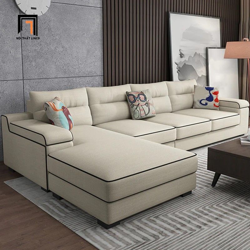 Ghế sofa góc L 3m x 1m6 GT129 Ammo cho gia đình chạy viền nổi