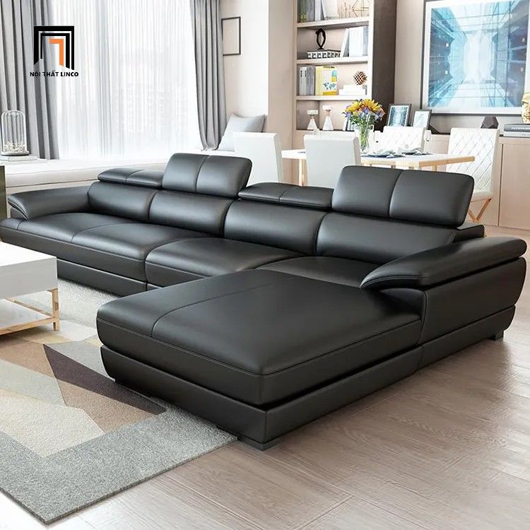 Bộ ghế sofa góc L sang trong GT57 Zeglo 3m2 x 1m6 da công nghiệp