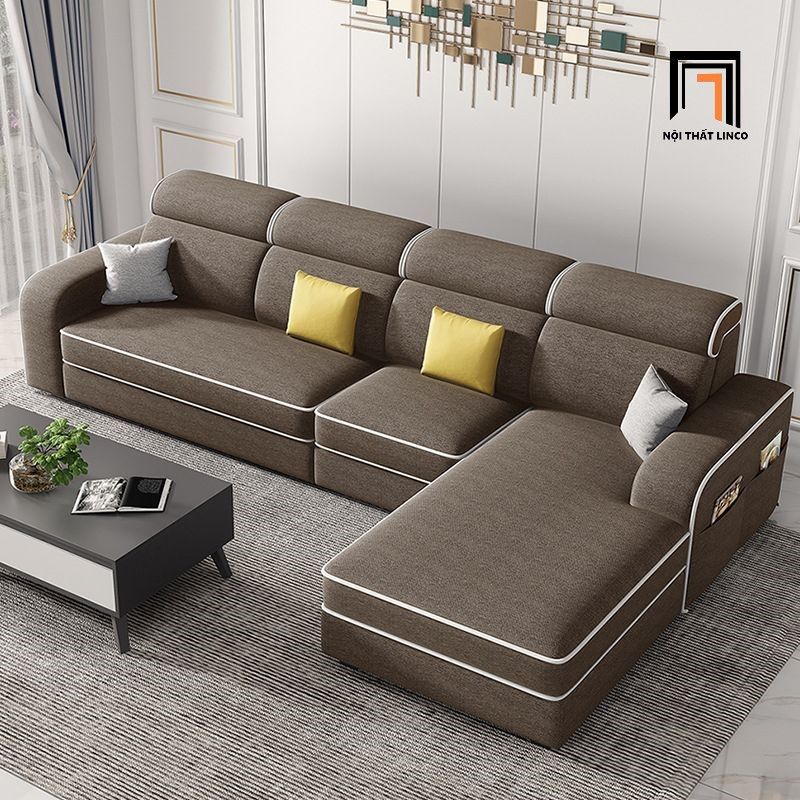 Ghế sofa góc L xám lông chuột GT181 Tunica 2m8 x 1m6 giá rẻ