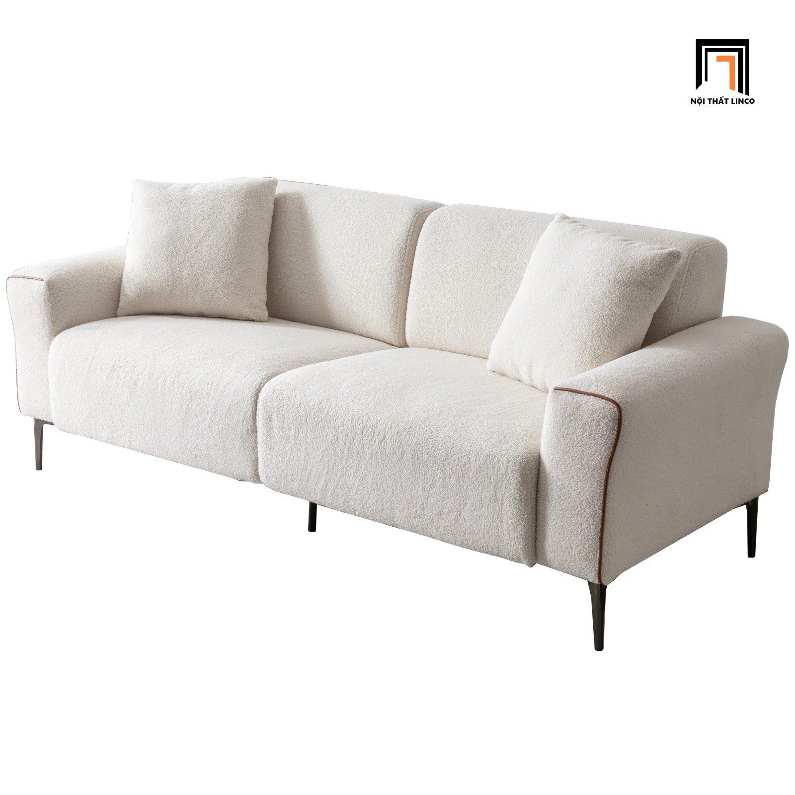 Ghế sofa băng dài 2m vải lông cừu BT164 LiQuin màu trắng kem
