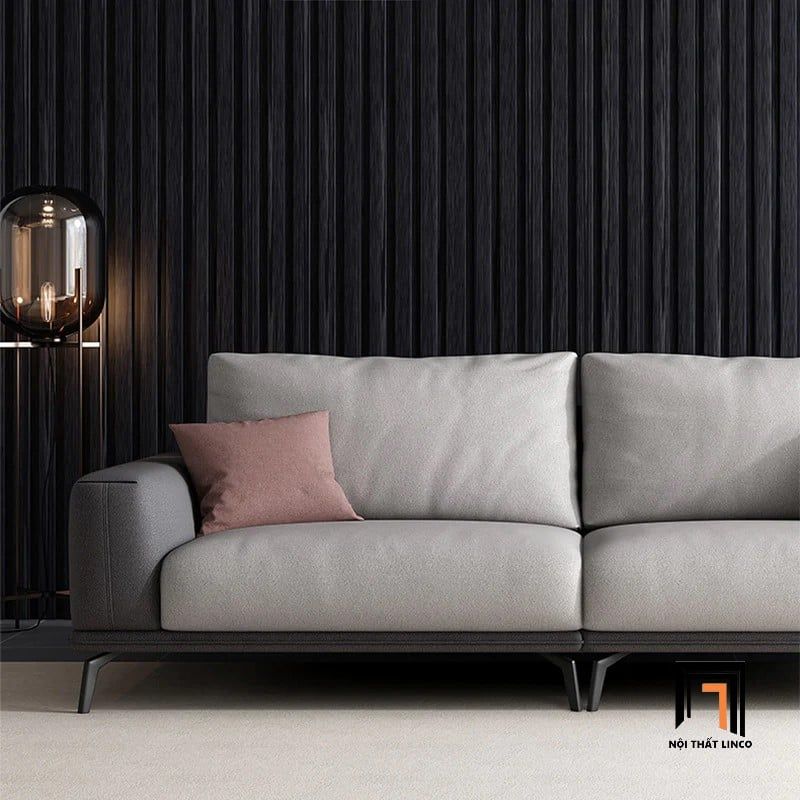 Bộ ghế sofa phòng khách chung cư KT83 Atonio da Pu màu xám