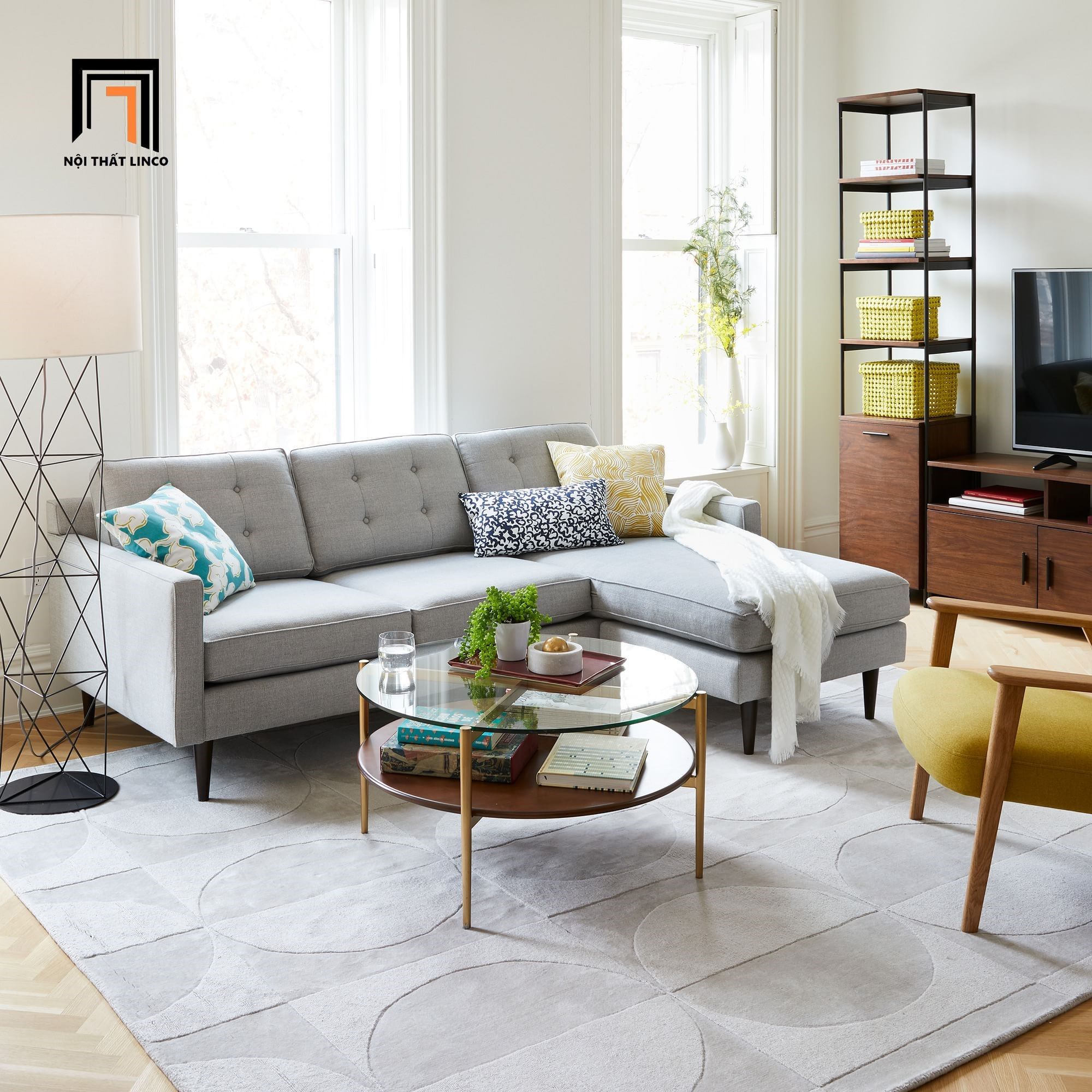 Ghế sofa góc L giá rẻ 2m2 x 1m6 GT135 Drake phòng khách chung cư