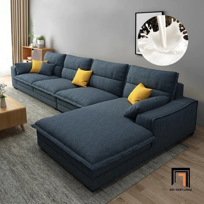 Bộ ghế sofa góc L 3m45 x 1m8 GT109 Vista vải nỉ trắng kem