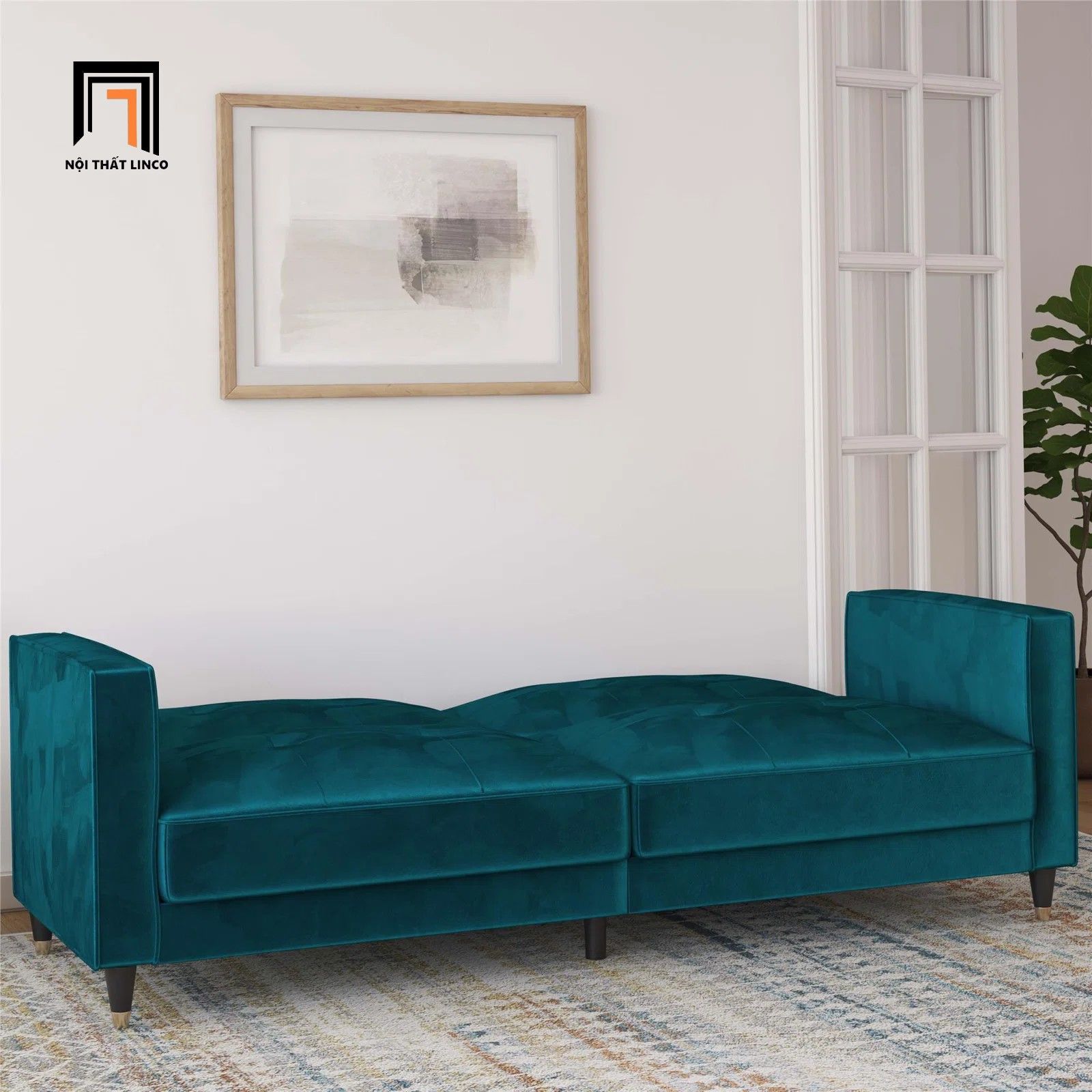 Ghế sofa văng bật giường GB42 Novelle 1m8 màu xanh lá