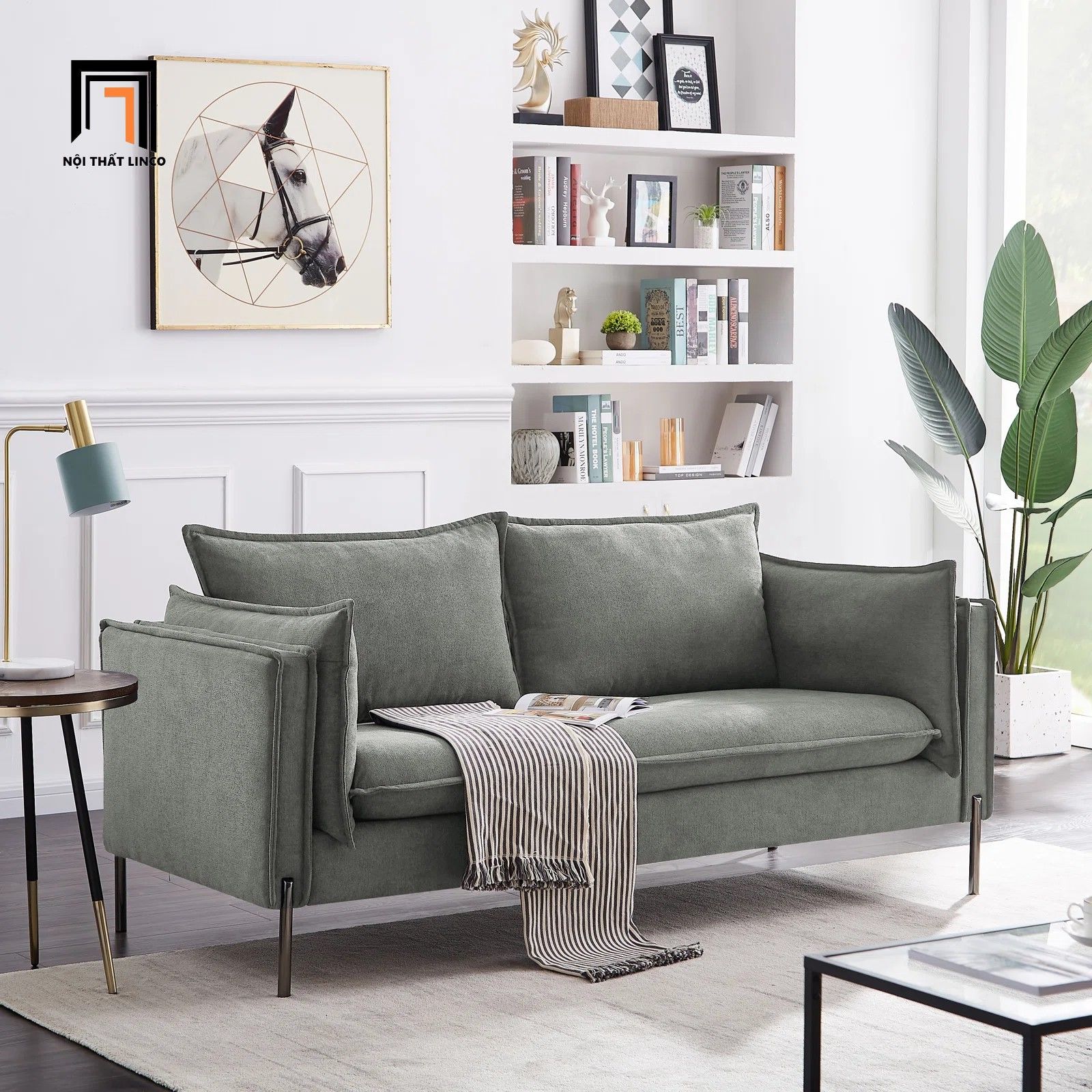 Ghế sofa băng nhỏ gọn BT87 Calla dài 1m9 vải nỉ màu cam