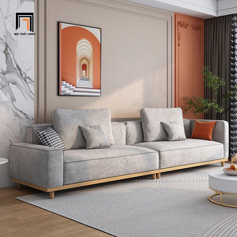 Ghế sofa băng nỉ màu xám ghi BT339 Helgafell 2m3 gia đình