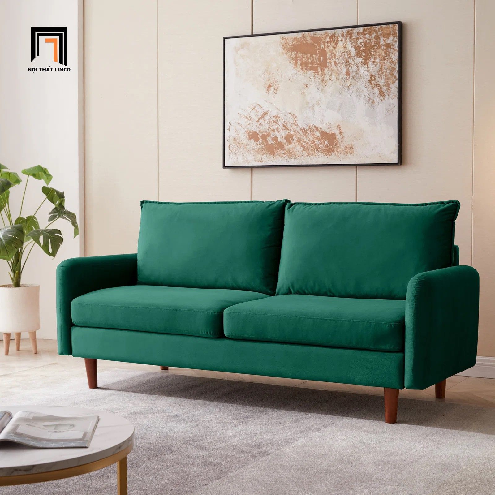 Ghế sofa băng đôi nhỏ gọn dài 1m8 BT219 Lambo màu vàng chanh