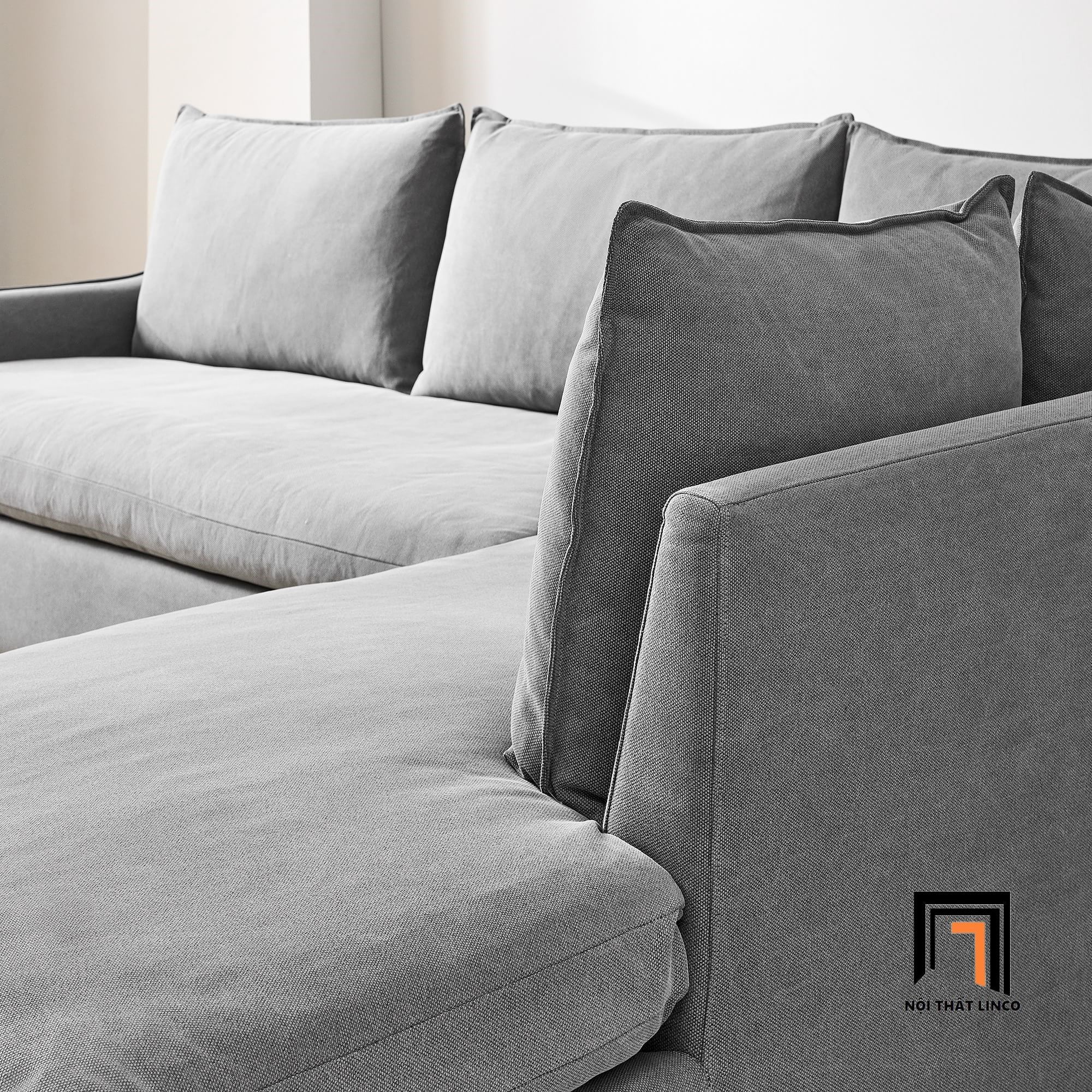 Bộ ghế sofa góc gia đình GT78 Easton 2m2 x 1m8 xám lông chuột
