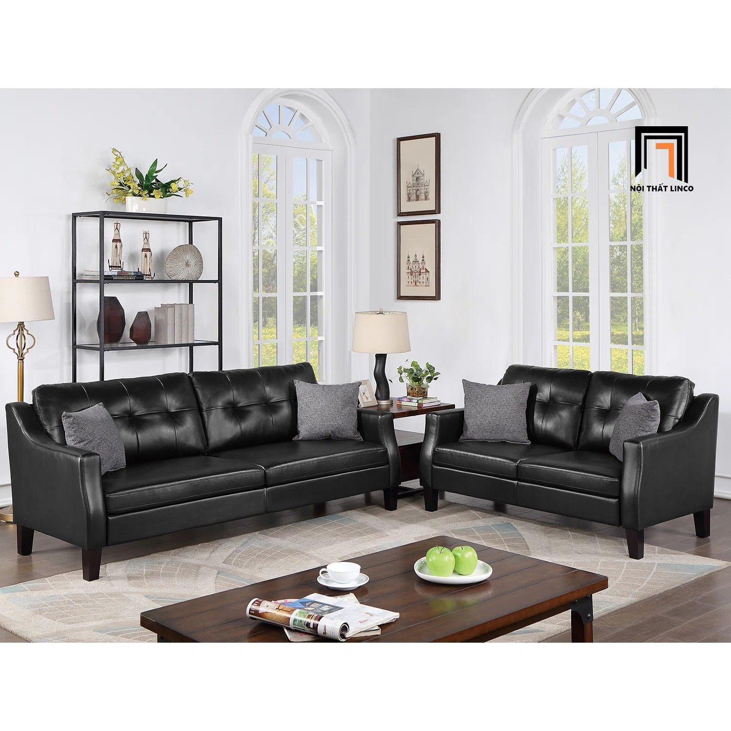 Set ghế sofa phòng khách Âu Mỹ KT39 Winir da công nghiệp