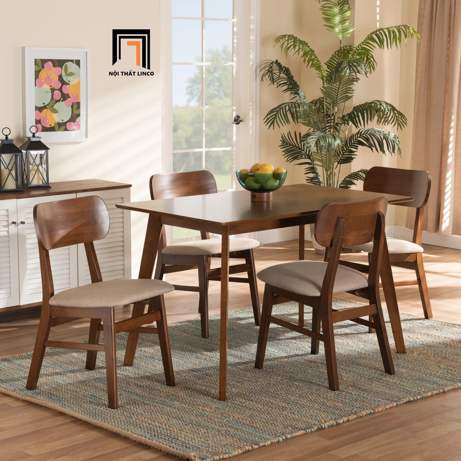 Set bàn ghế ăn 4 người phòng bếp 45-KH4-G17-B107 giá rẻ