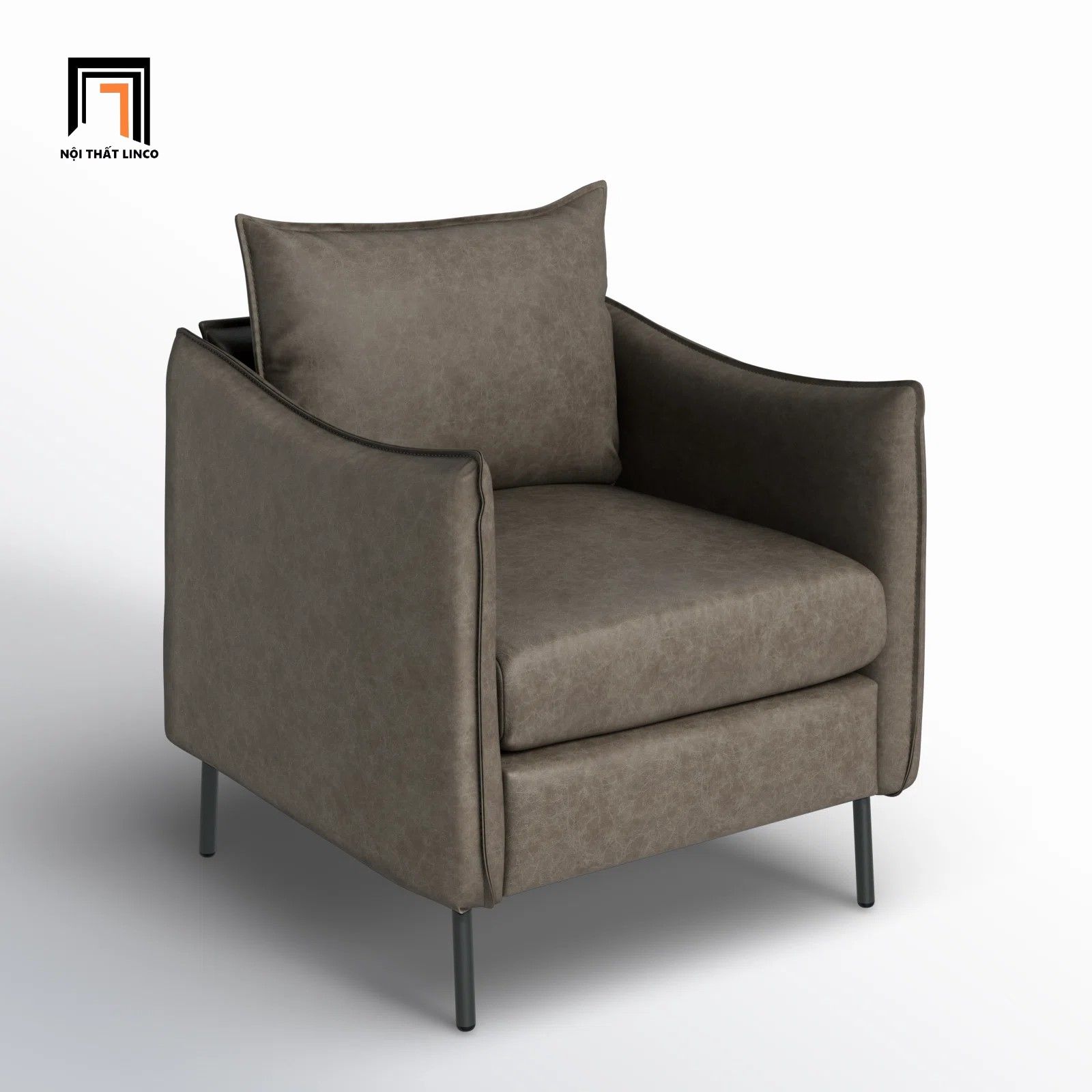 Ghế sofa đơn nhỏ gọn bọc da Pu DT102 Eamor màu nâu giá rẻ