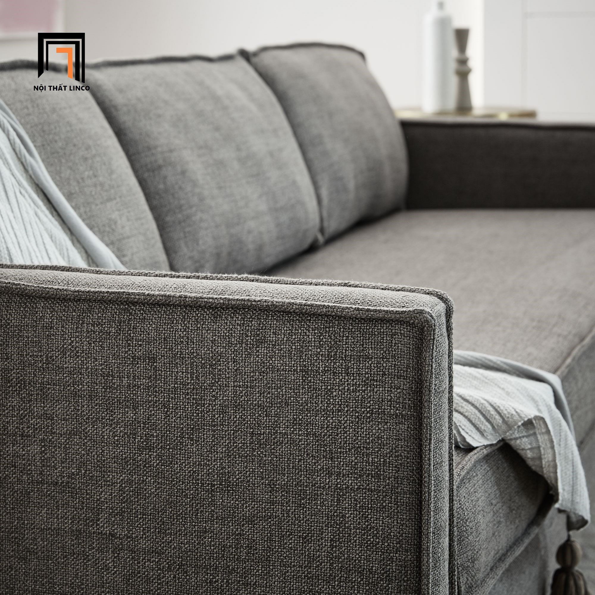 Ghế sofa băng bọc nỉ 2m BT123 Axel cho căn hộ xám lông chuột