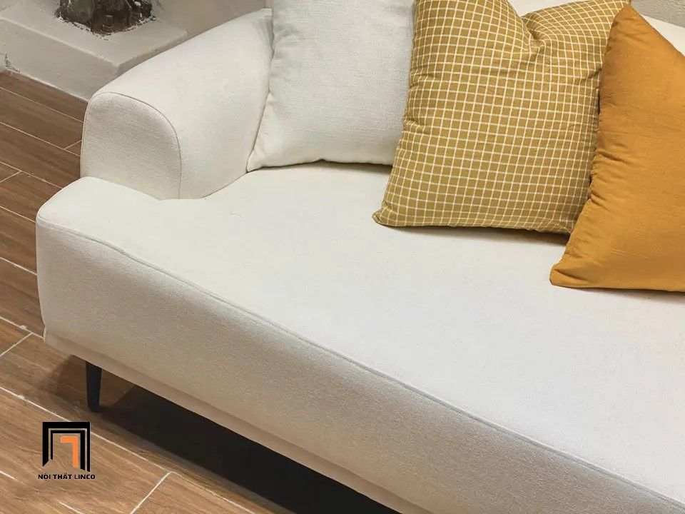 Ghế sofa văng nỉ dài 2m2 BT79 Colaxing màu trắng kem