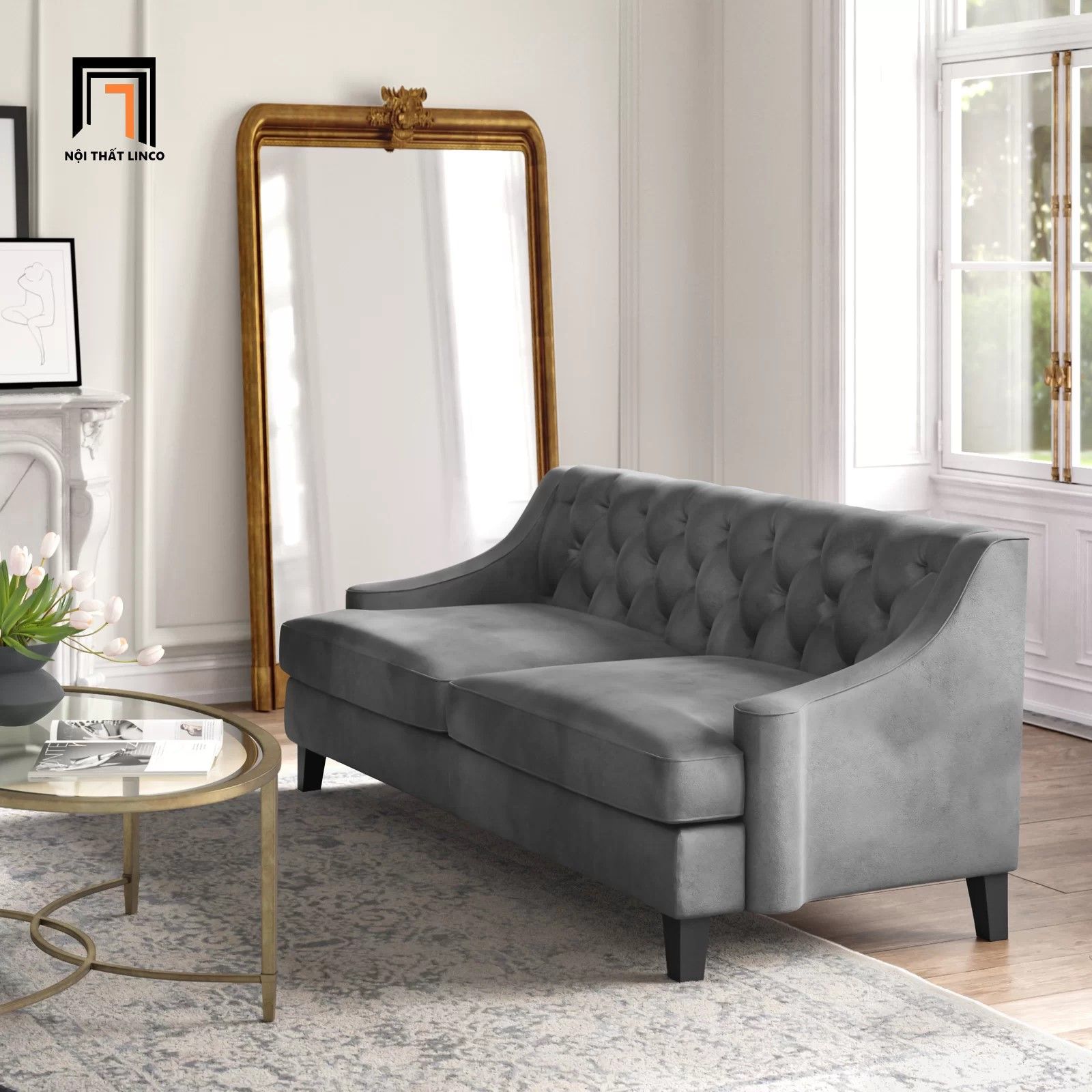 Ghế sofa băng đính nút BT51 Briley 2m phong cách tân cổ điển
