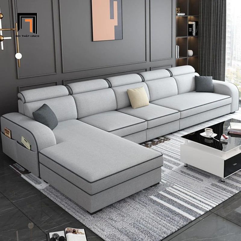 Bộ ghế sofa góc 2m2 x 1m7 nhỏ gọn GT114 Covina màu xám trắng