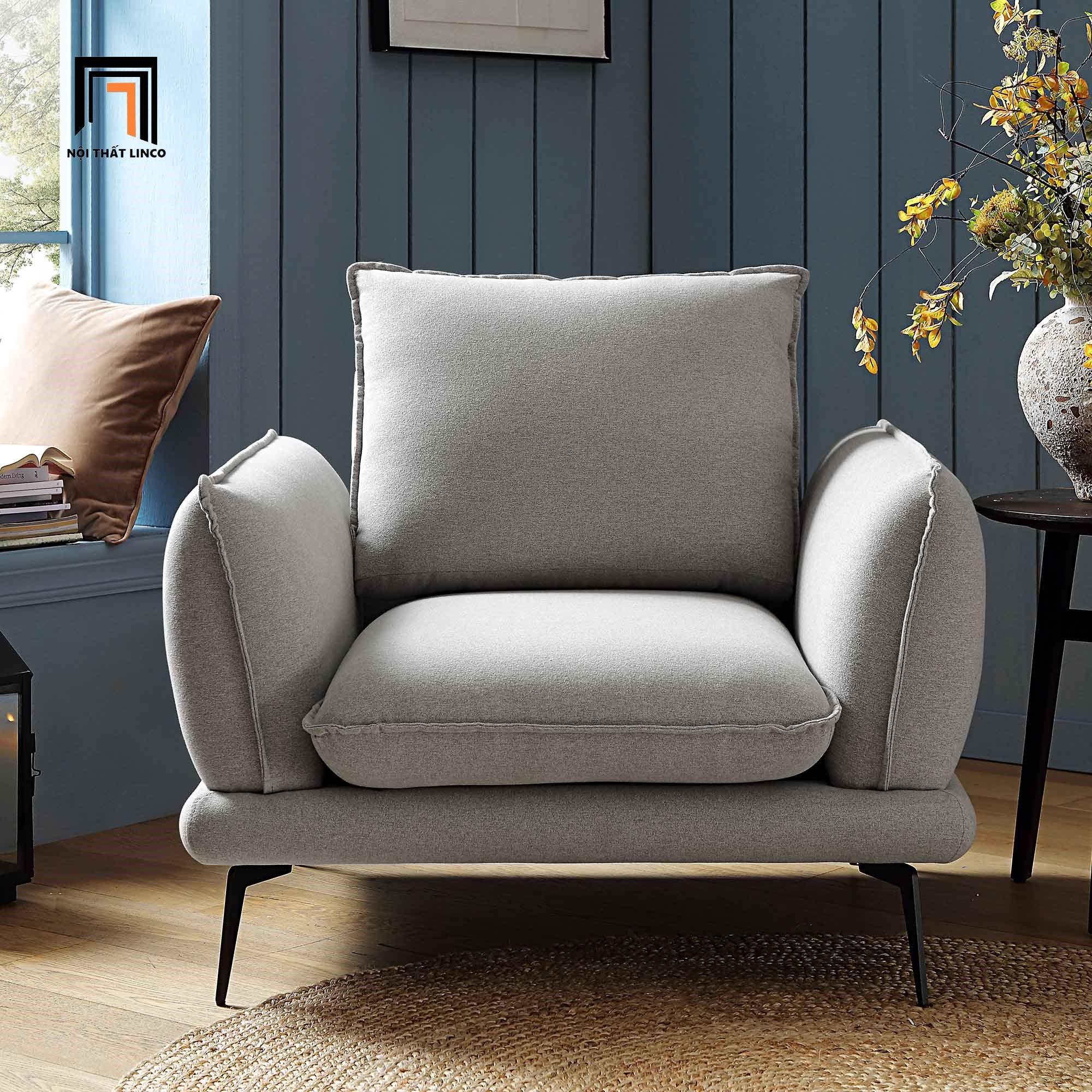 Ghế sofa đơn 1 chỗ ngồi DT81 Obriel màu xám trắng giá rẻ