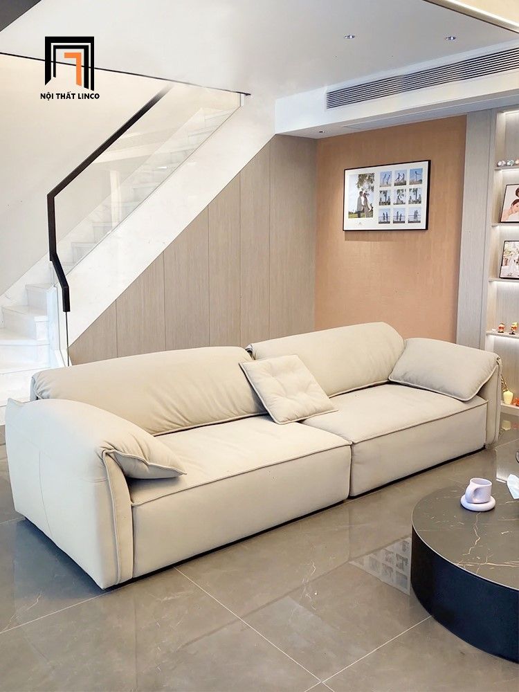 Ghế sofa băng thư giãn BT72 Divano dài 2m2 màu xám trắng