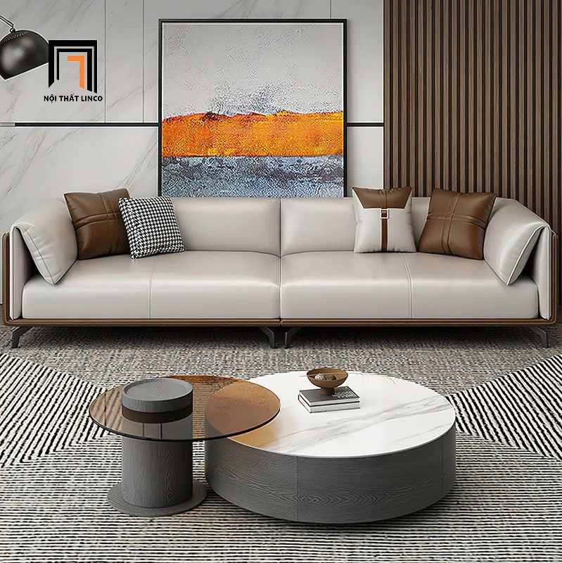 Bộ ghế sofa phòng khách cao cấp KT147 Morelia bọc da Pu mềm